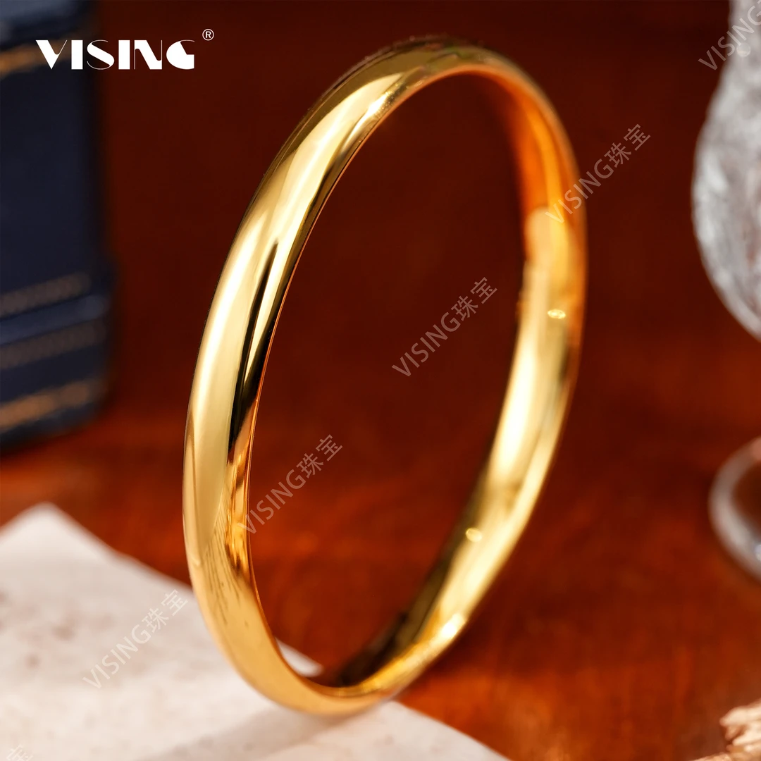 VISING 925银手镯 CNC工艺超高精度抛光泥鳅背金色手镯轻奢时尚