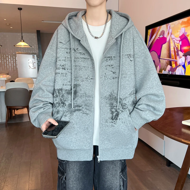 秋季新款青少年开衫男士卫衣学院风潮流百搭学生宽松帅气针织外套