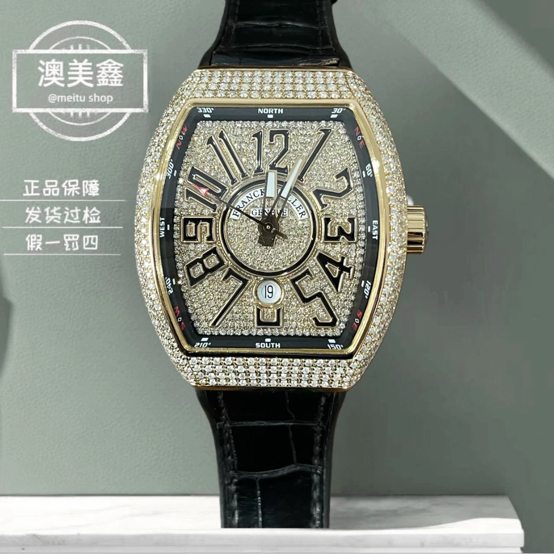 95新 Franck Muller/法兰克穆勒 澳美鑫/V45/后镶满钻/18k玫瑰金