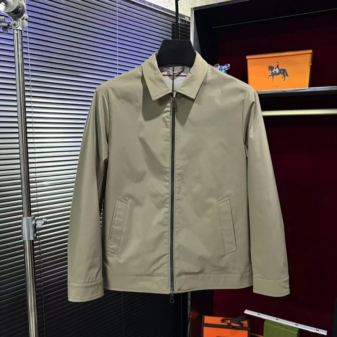 2025高品质男士净版商务休闲简约拉链行政翻领经典百搭外套茄克