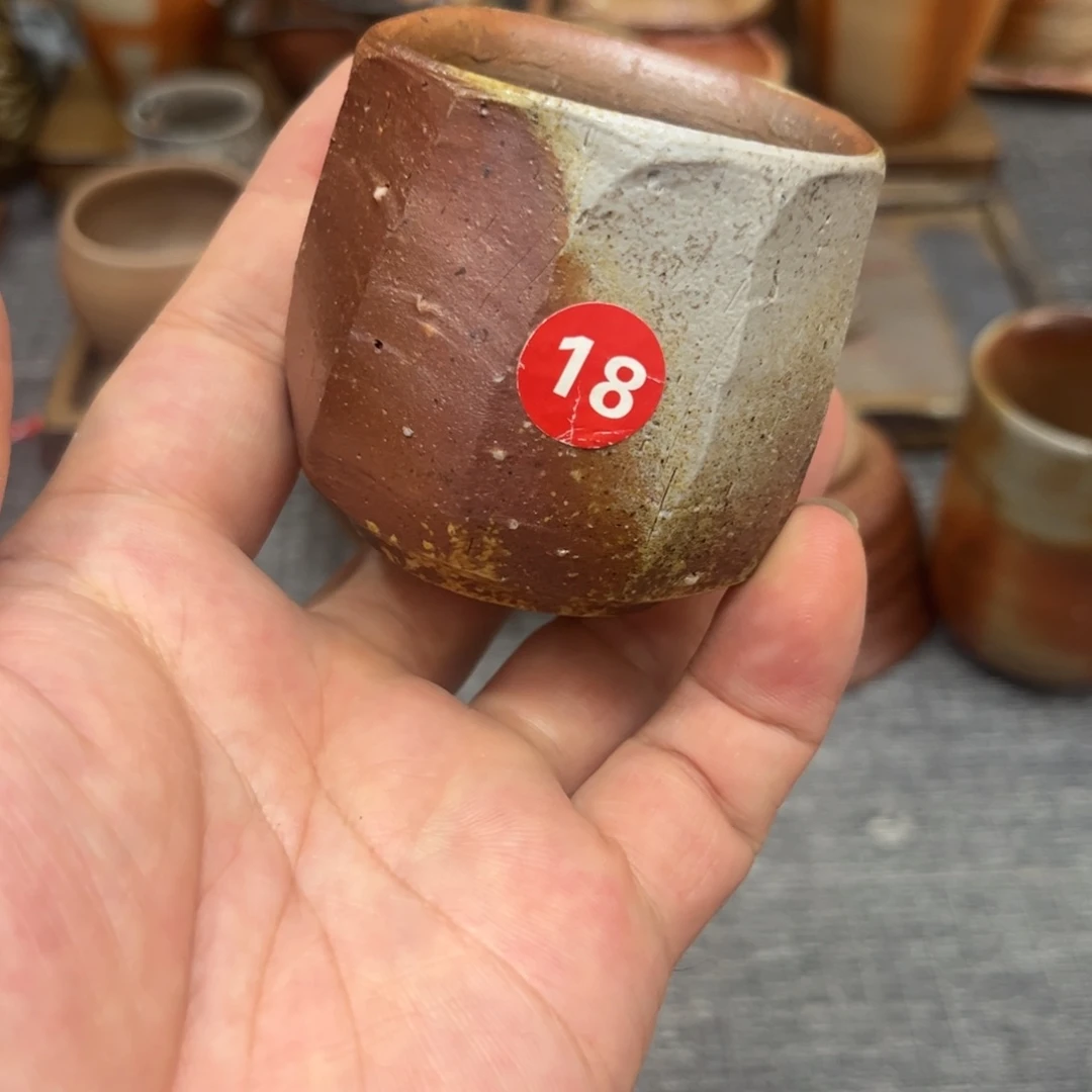 柴岗守曲面柴烧备前茶杯茶宠茶勺茶盘