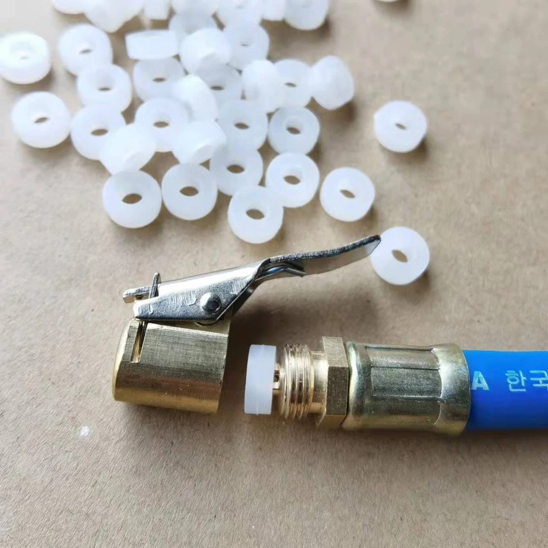 胎压表充气头垫子密封圈夹头皮子橡胶软垫鸭嘴枪打气嘴冲带管塑料