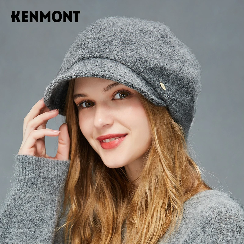 卡蒙 后托堆堆帽复古贝雷帽女羊毛冬季鸭舌帽加厚呢帽