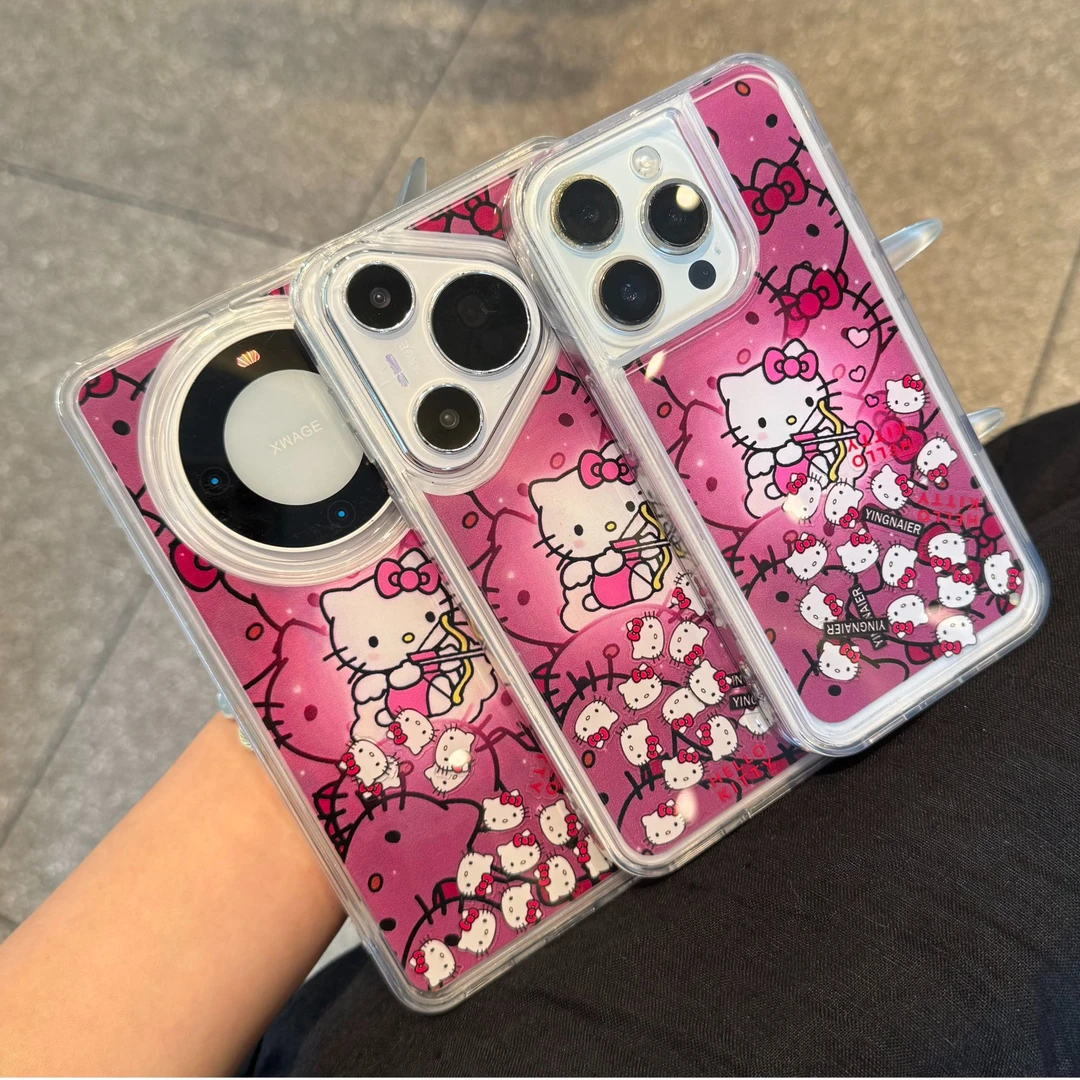 奥菲顿紫底滑片丘比特KT流沙适用苹果17手机壳iPhone16华为pura70