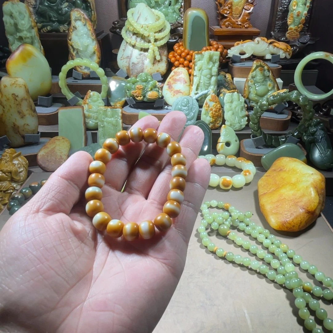 透闪石质玉108卡8未镶嵌油***_