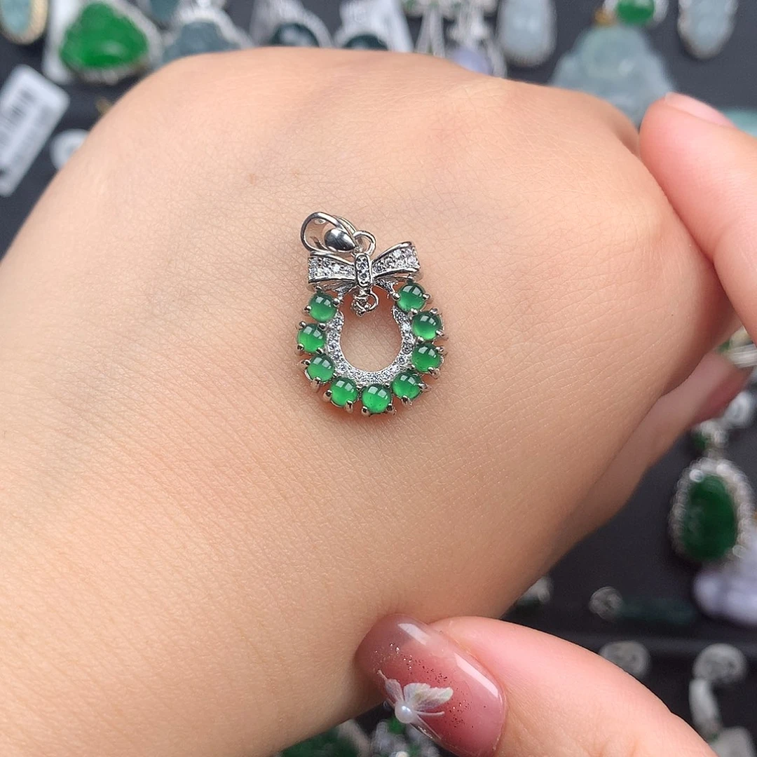 s****翡翠银S925镶嵌颈饰