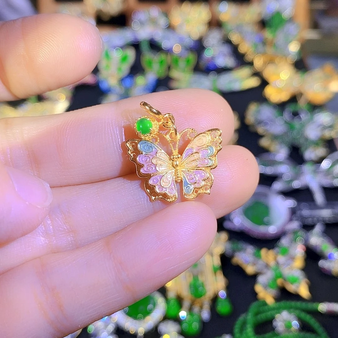 吊坠(不含链)银S925镶嵌翡翠