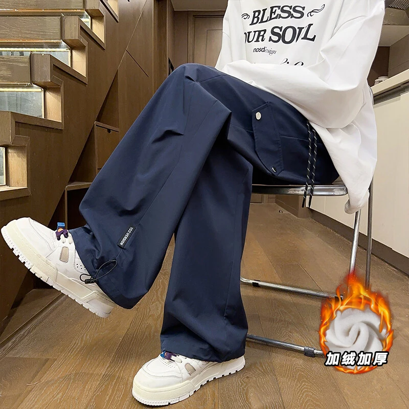 大码伞兵冲锋裤男春季新款休闲潮牌美式初中生ins直筒工装长裤子