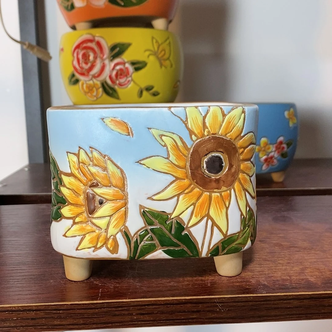 红陶韩式多肉植物花盆