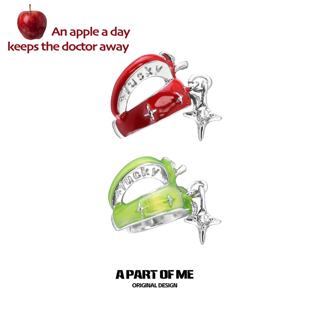 铜合金合成锆石耳饰 原创苹果切片耳骨夹高级可爱耳挂个性耳饰