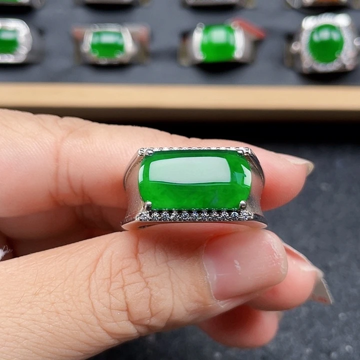 翡翠银S925镶嵌戒指编号2407没运费险