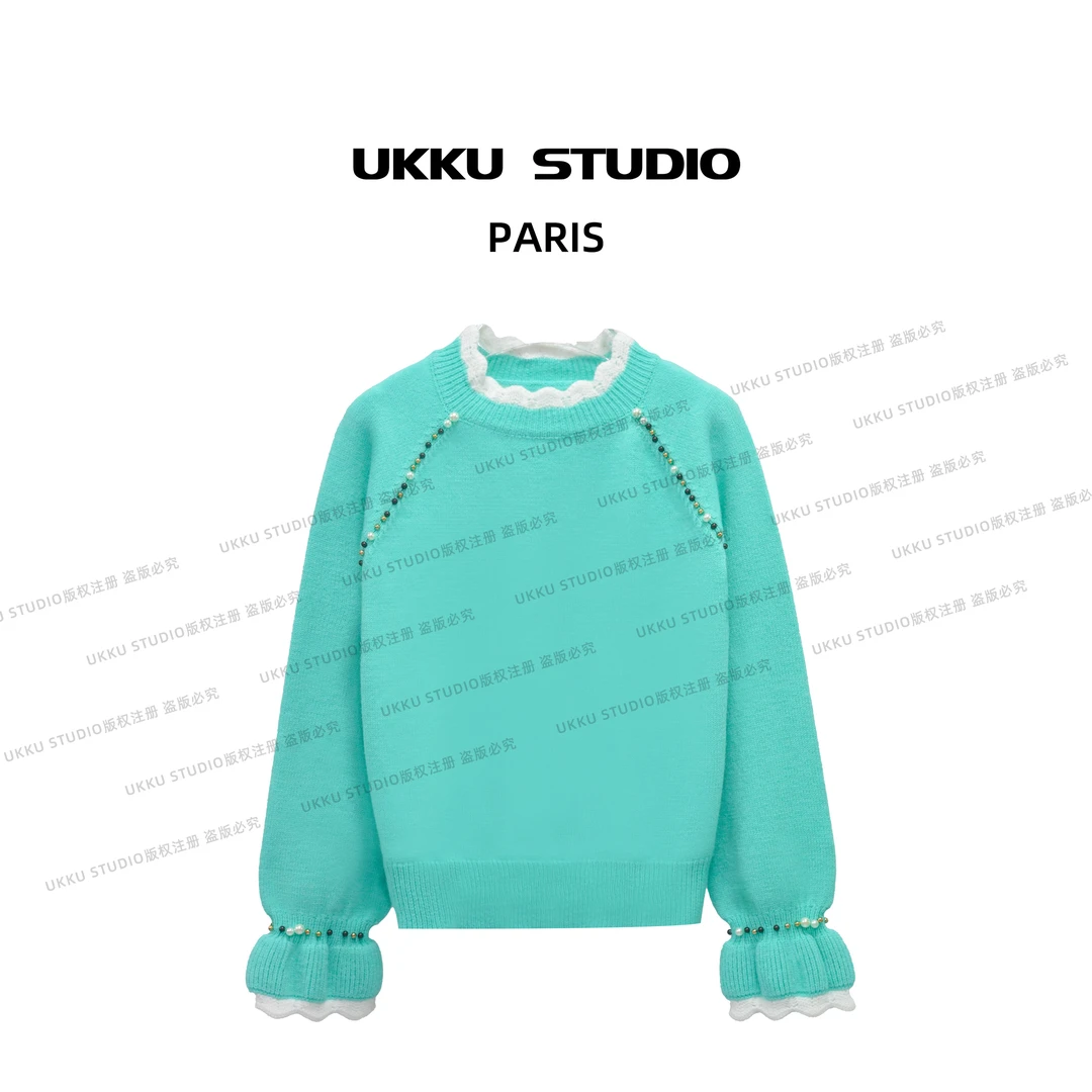 周婧【UKKUSKUDIO】小众高级法式高级感百搭套头设计感毛衣313448