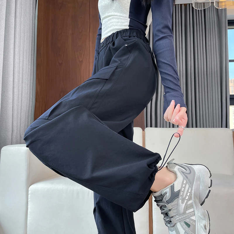 美式阔腿工装裤女2025春秋新款高腰显瘦酷飒风卫裤休闲登山运动裤