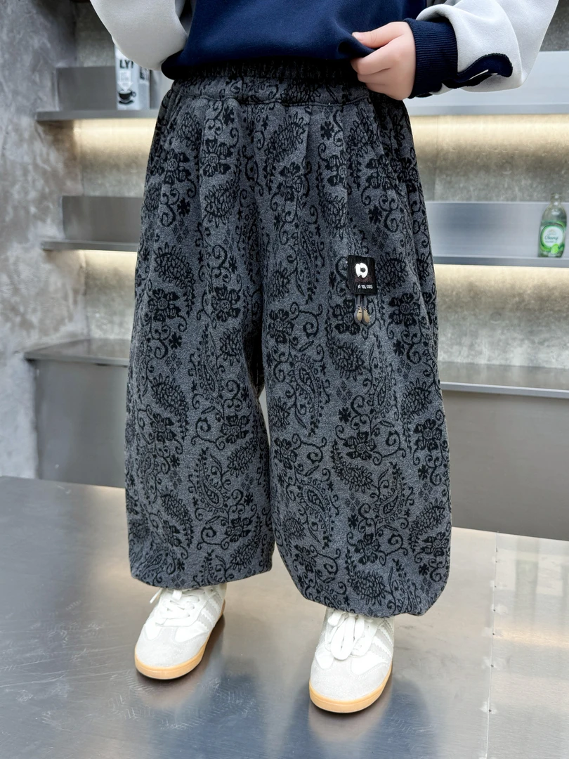 痞帅男童裤子秋冬儿童裤2025新款时髦宝宝加绒灯笼裤加厚休闲长裤