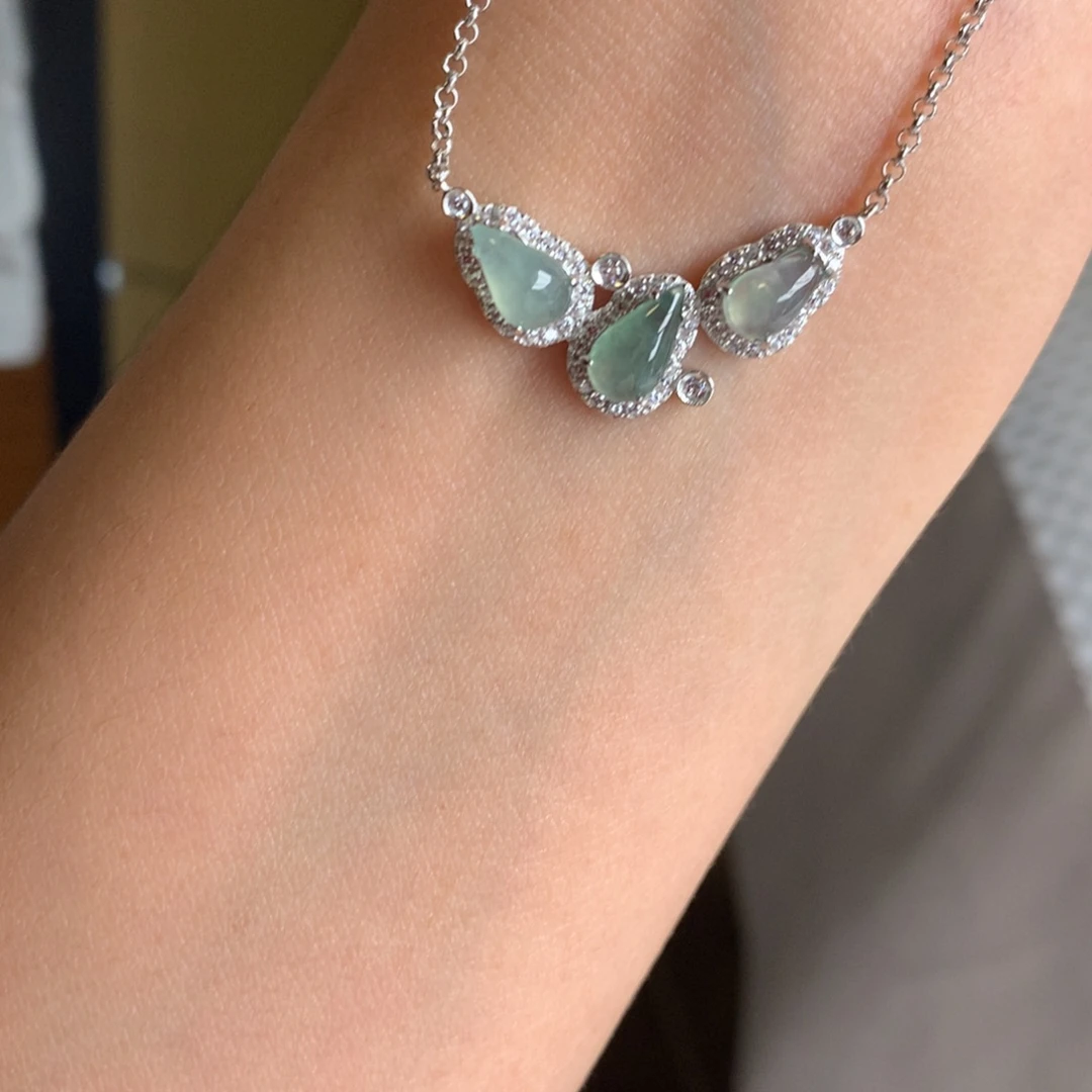 翡翠银S925镶嵌戒指项链