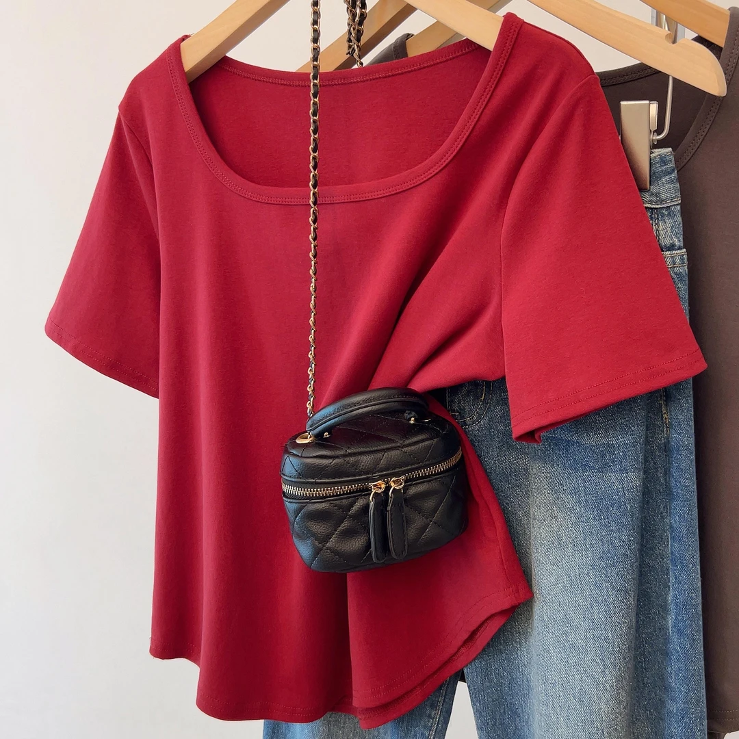 X大码夏季胖mm宽松显瘦t恤新款韩系时尚百搭遮肚藏肉短款短袖上衣