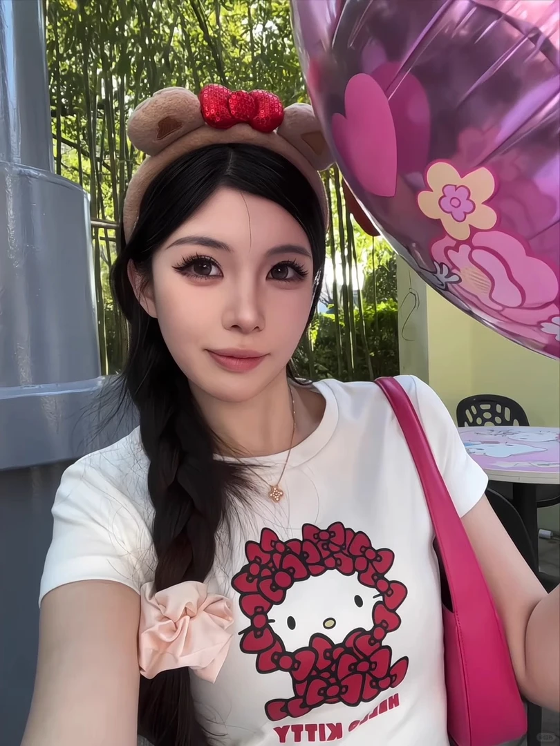 美式辣妹正肩t恤短袖女夏季设计感小众别致甜辣修身kt猫短款上衣