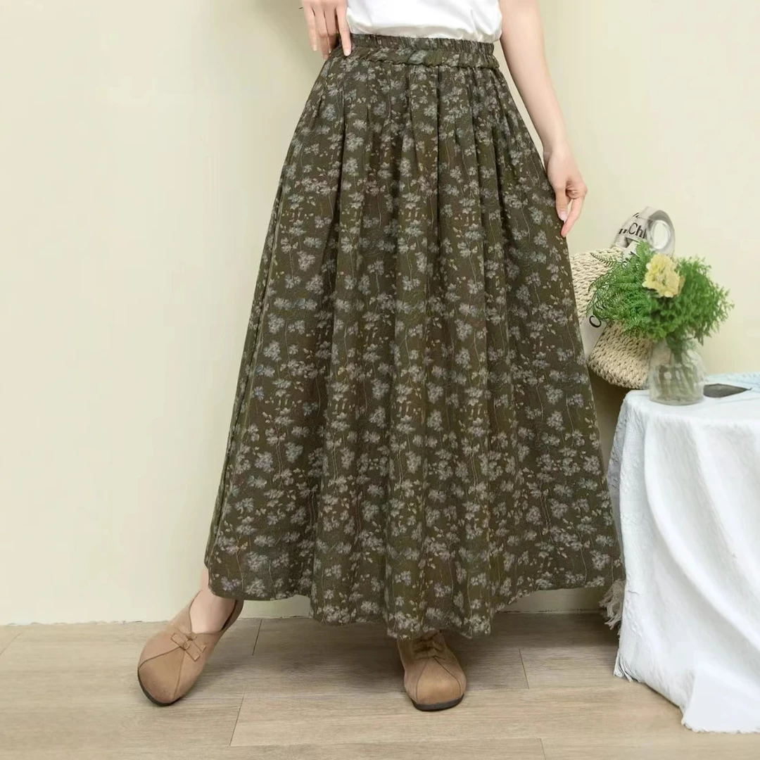 【锦绣江南】春夏季碎花半身裙女高腰复古大摆中长裙半身裙百搭显瘦