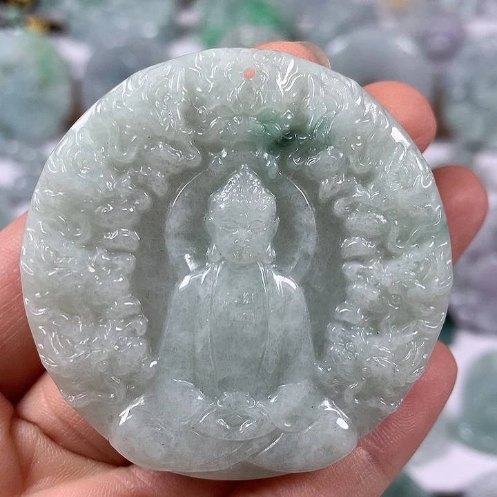 颈饰未镶嵌翡翠九龙大日如来两面工艺福利