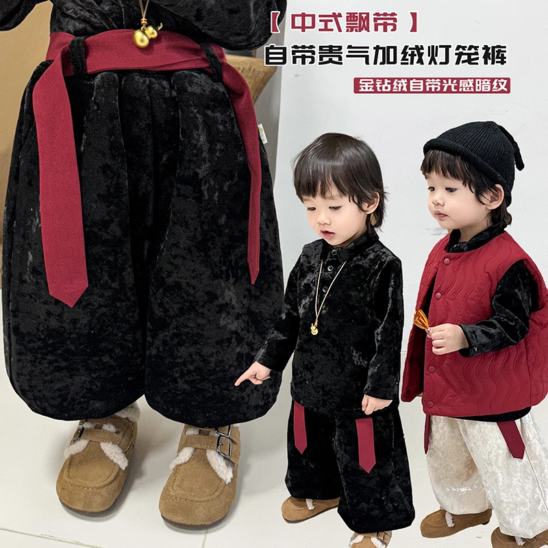 阿小轩12月25【中式飘带】加绒款新中式自带贵气飘带灯笼裤