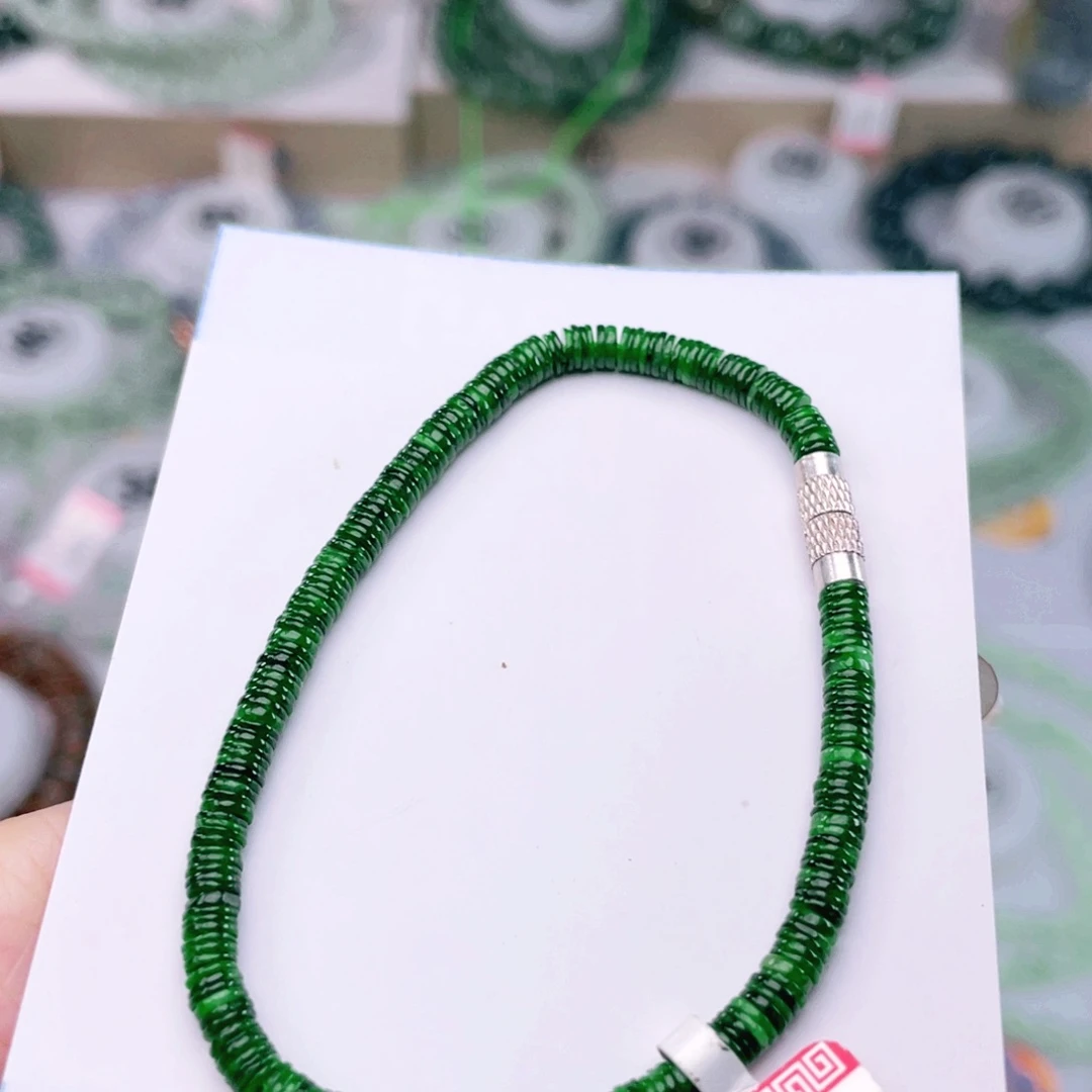 翡翠未镶嵌颈饰天然翡翠手串3.7mm左右