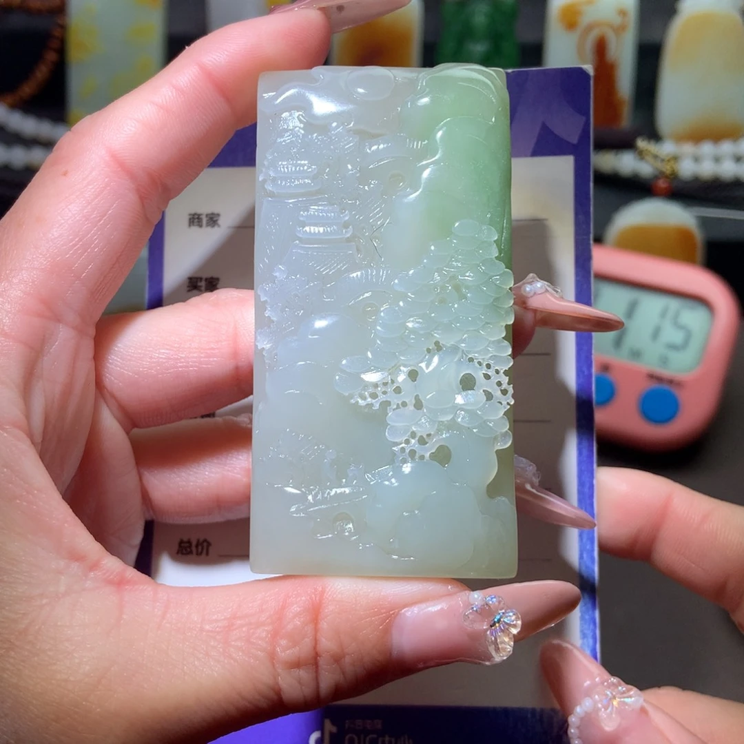 和田玉挂件未镶嵌青*