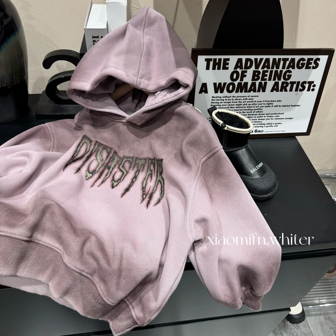 现货〃韩版男童2024秋新款重工印花圆领洋气儿童时尚卫衣童装24T13