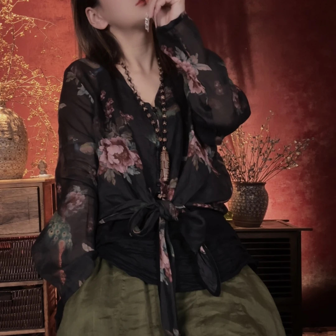 小妖精～苎麻设计师款不规则上衣