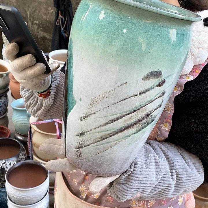 紫砂花盆瑕疵口20高31瑕疵