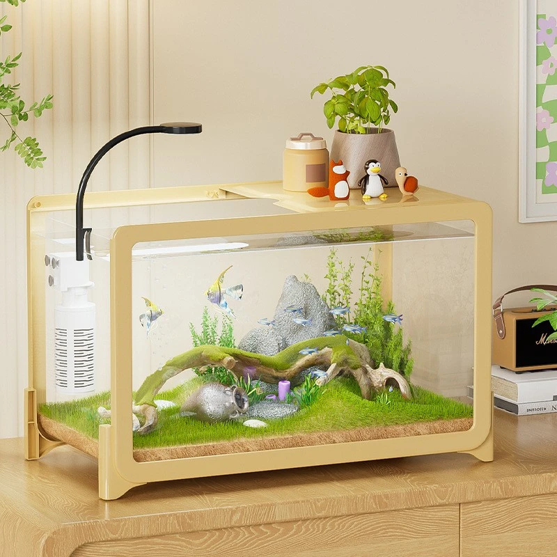 厂家直销桌面鱼缸水族箱乌龟缸金鱼缸创意小型鱼缸造景生态鱼缸
