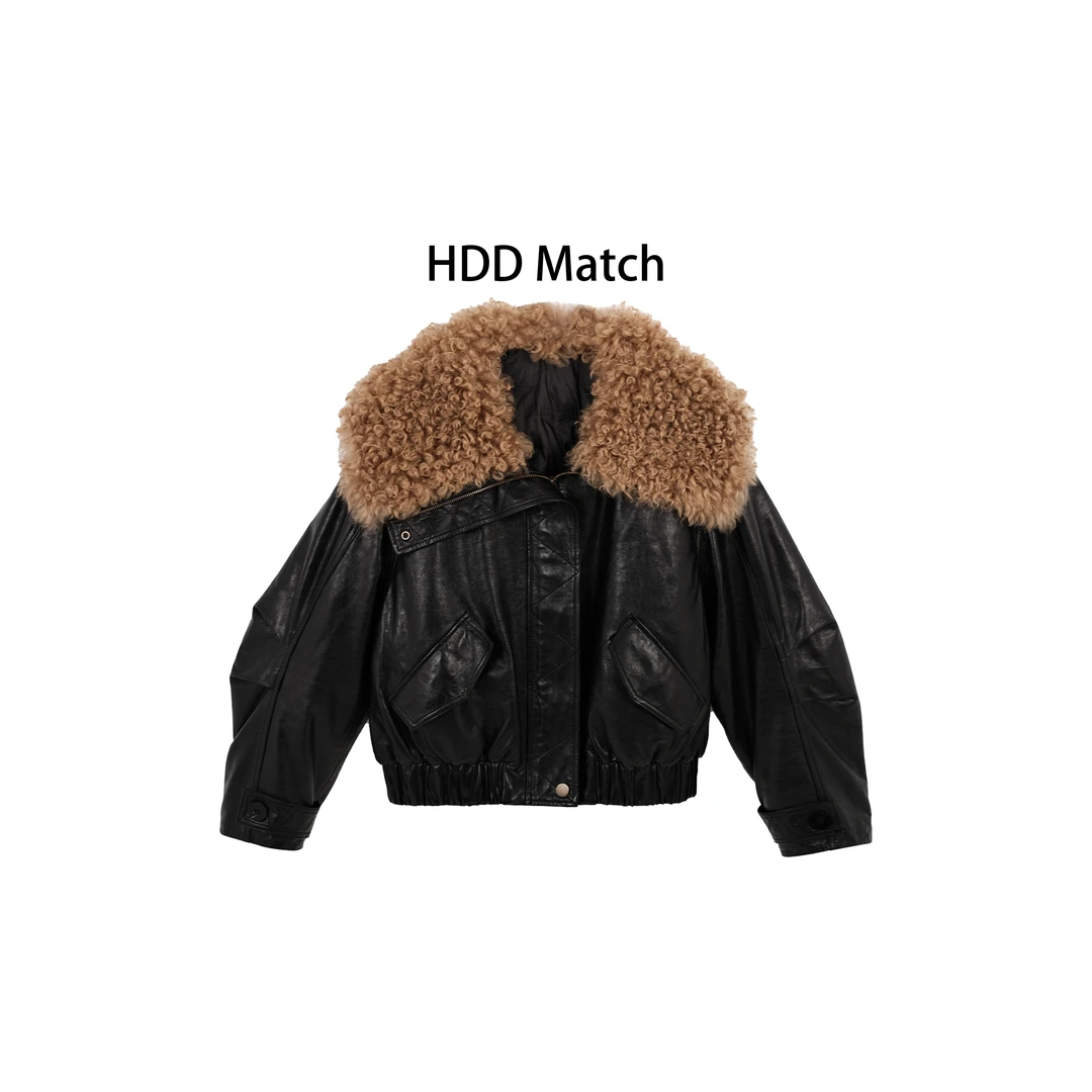 HDD- "高定单品" 90白鹅绒 冬季女款大毛领轻奢皮衣羽绒服 Y9523