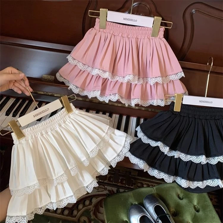 女童半身裙秋气质显瘦百搭小女孩公主蕾丝拼接蛋糕短裙季2025新款