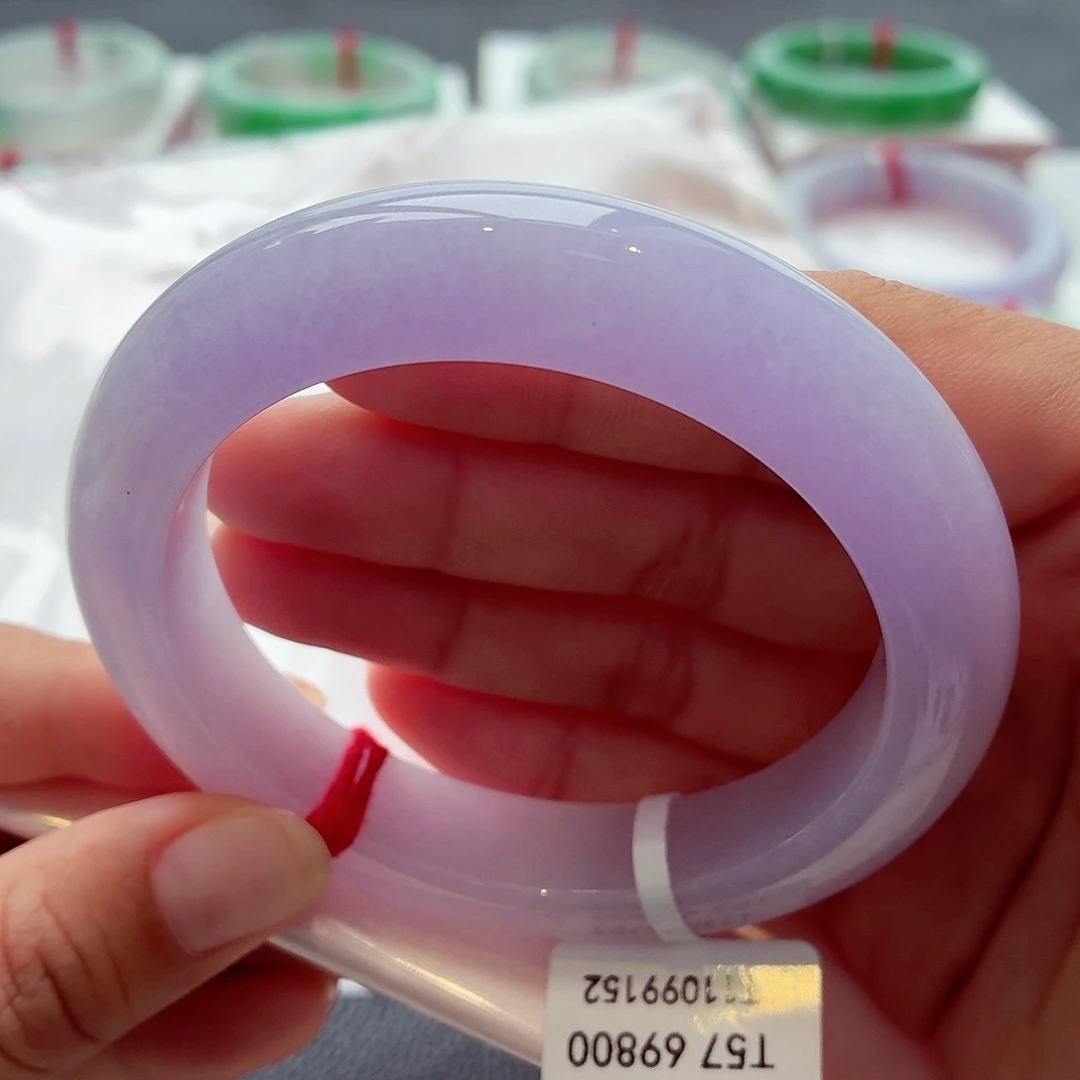 翡翠未镶嵌手镯68粉春色57.5-16