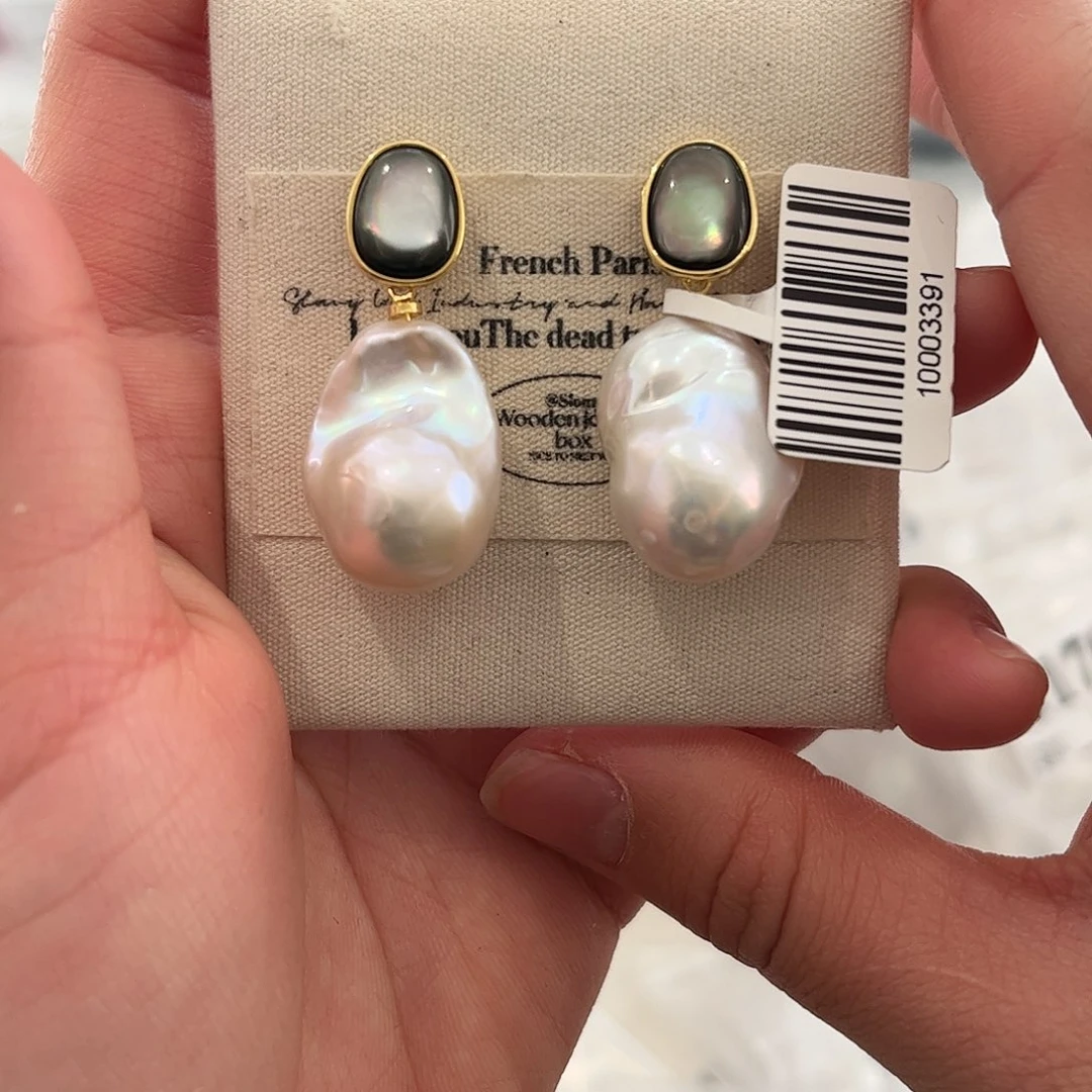 淡水珍珠耳饰合金