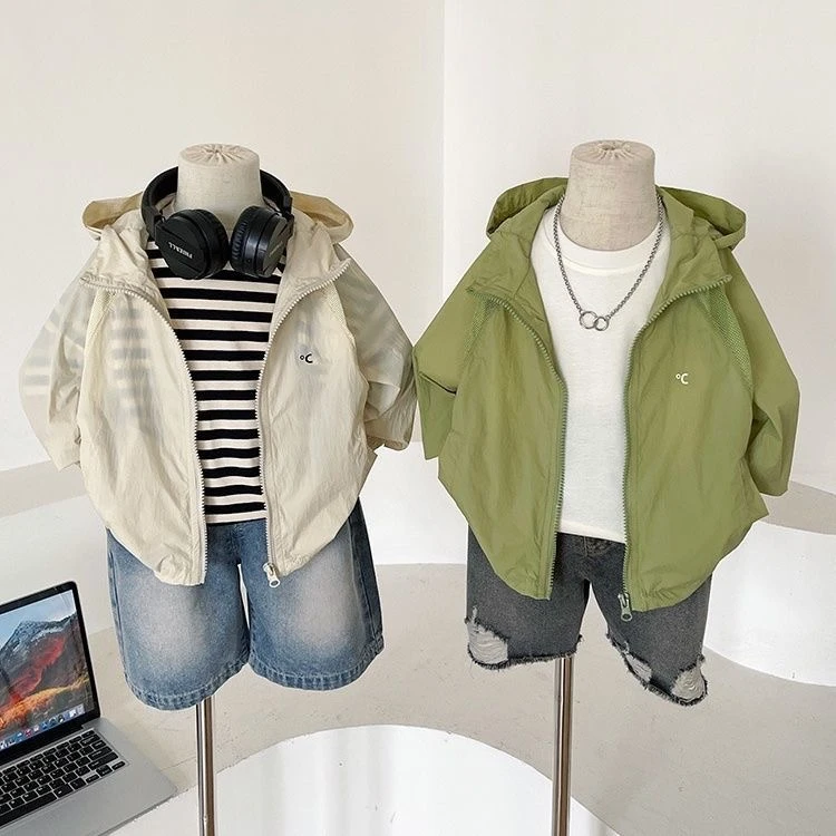 儿童防晒衣男童外套夏季薄款透气小童防紫外线宝宝冰丝防晒服男孩