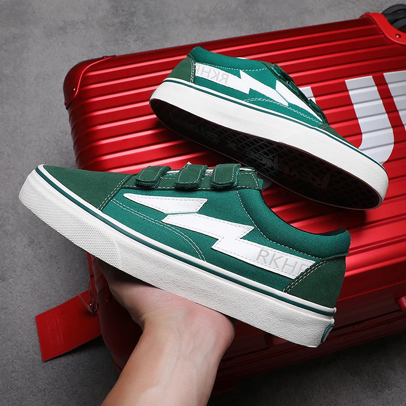 复仇风暴REVENGE X STORM FLAME OS闪电鞋绿魔术贴低帮帆布滑板鞋