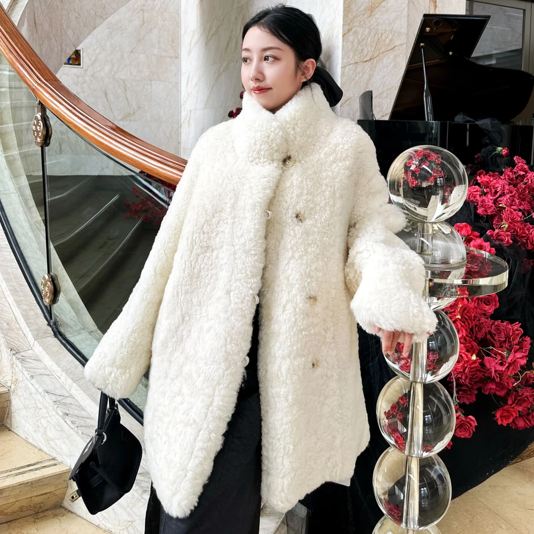 HERDERS 中长款立领纽扣款皮毛一体q 255527