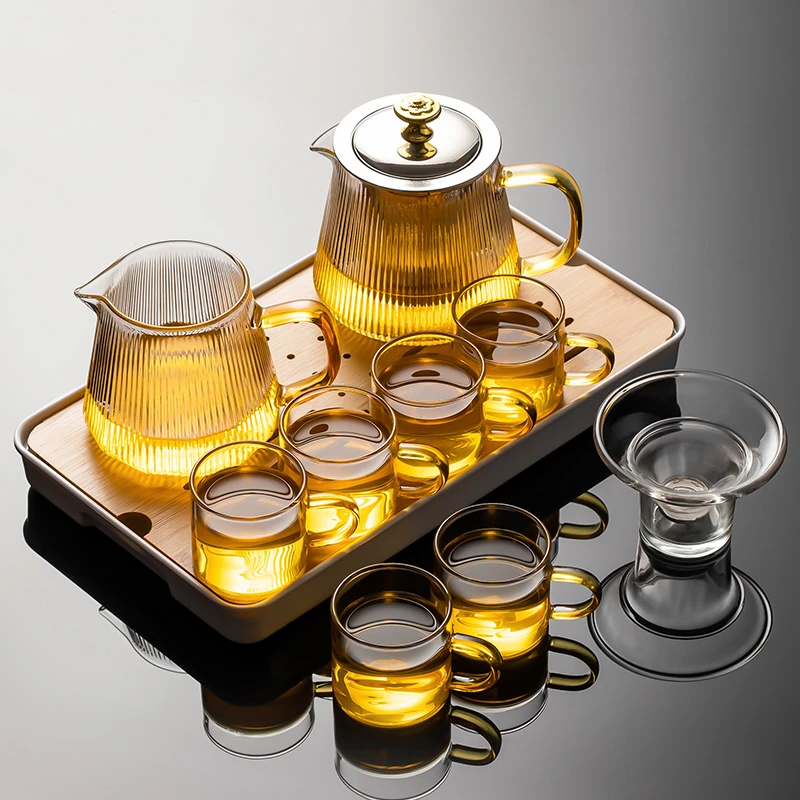 透明玻璃茶具套装小型整套办公室会客泡茶器不锈钢过滤茶壶耐高温