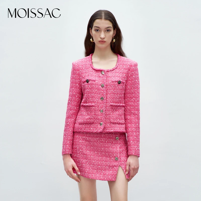 【KK专属】MOISSAC/摩萨克秋季粗花呢小香风方领外套MWDQ40513