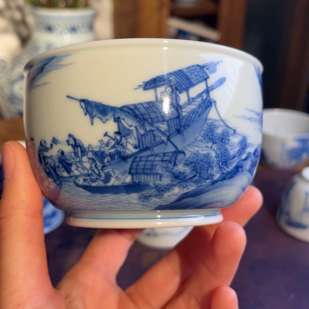 杯子陶瓷天心传人手造渔邨图缸杯