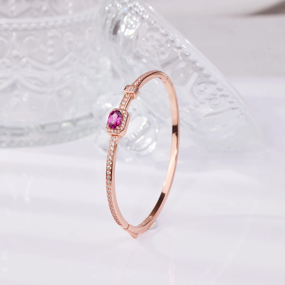 【玉峰珠宝丨安娜严选】石榴石手镯S925银【P5007】多样性发一