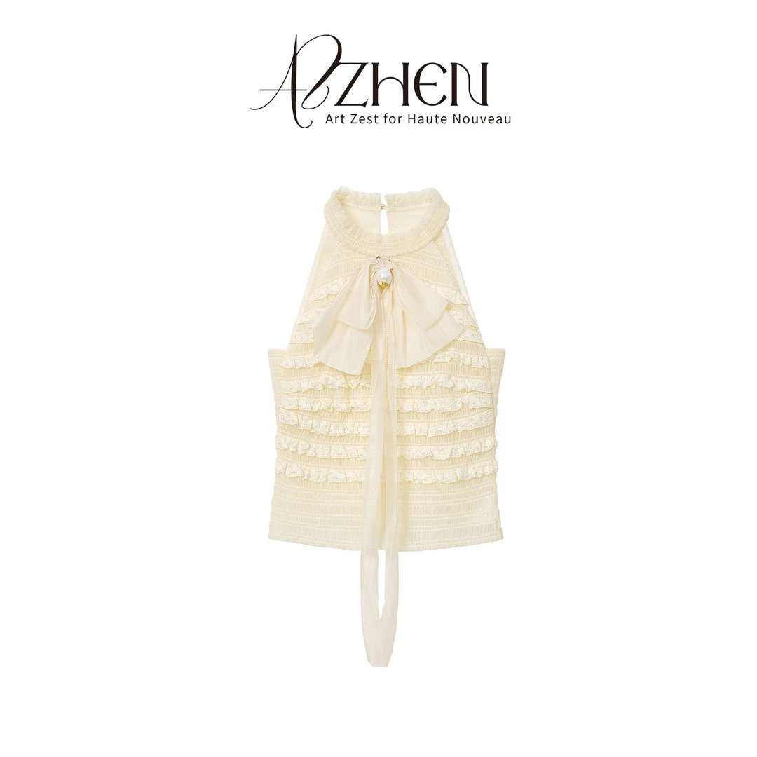 AZZHEN【洛可少女】挂脖蕾丝打揽蝴蝶结飘带吊带AZ5CSB12-00