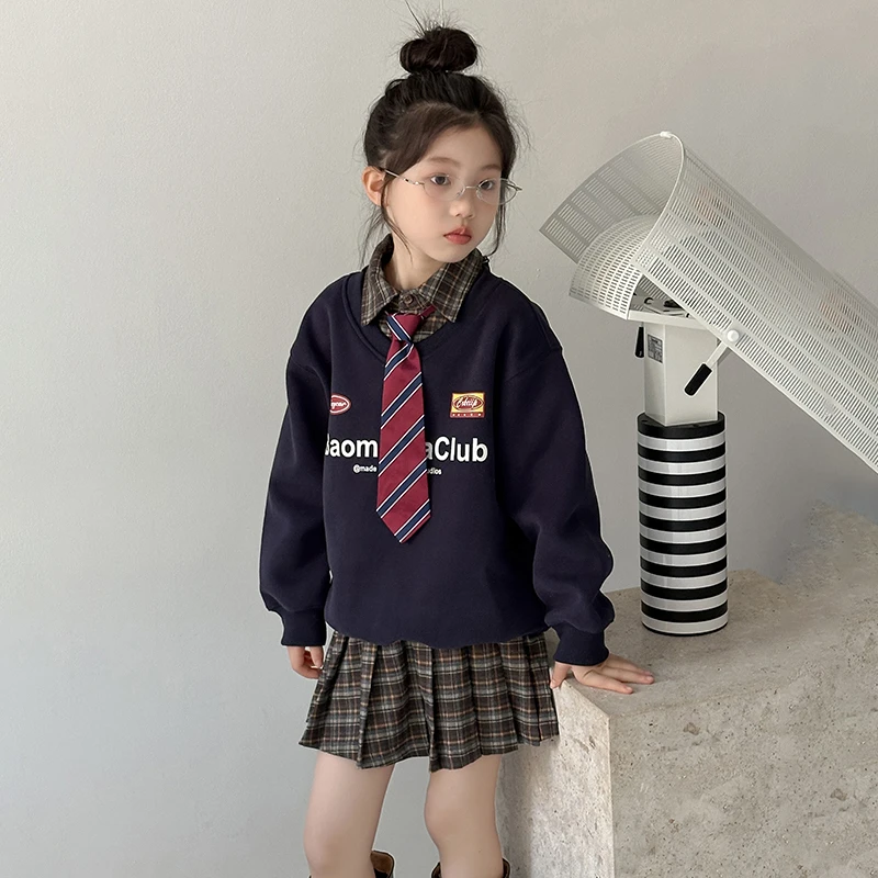 女童秋季学院风卫衣百褶裙春秋款JK套装中大童小女孩洋气儿童秋装