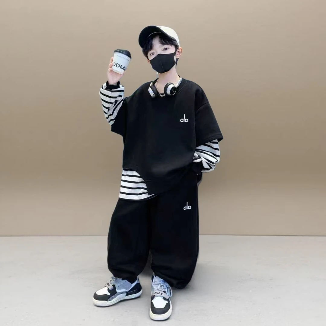 男童套装春秋款2025新款儿童运动装两件套中大童秋季潮酷痞帅童装