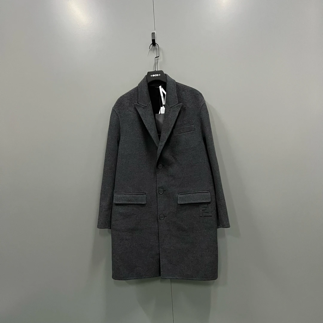 (ll) [PL] FENDI 芬迪 灰色浮雕双F羊毛大衣 44 48 50 bc009223