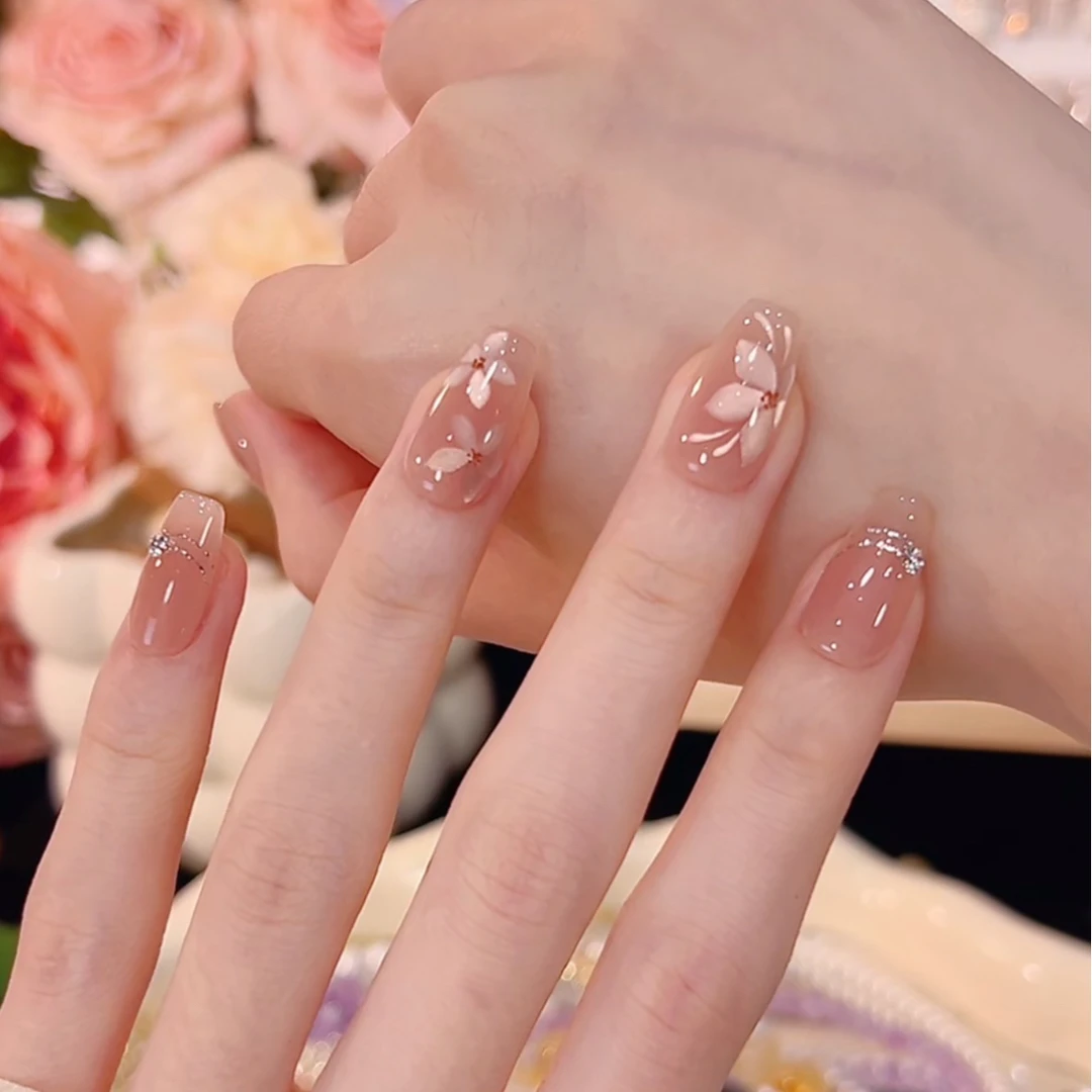 【腊梅】高级~纯手工气质款光疗美甲猫眼带钻