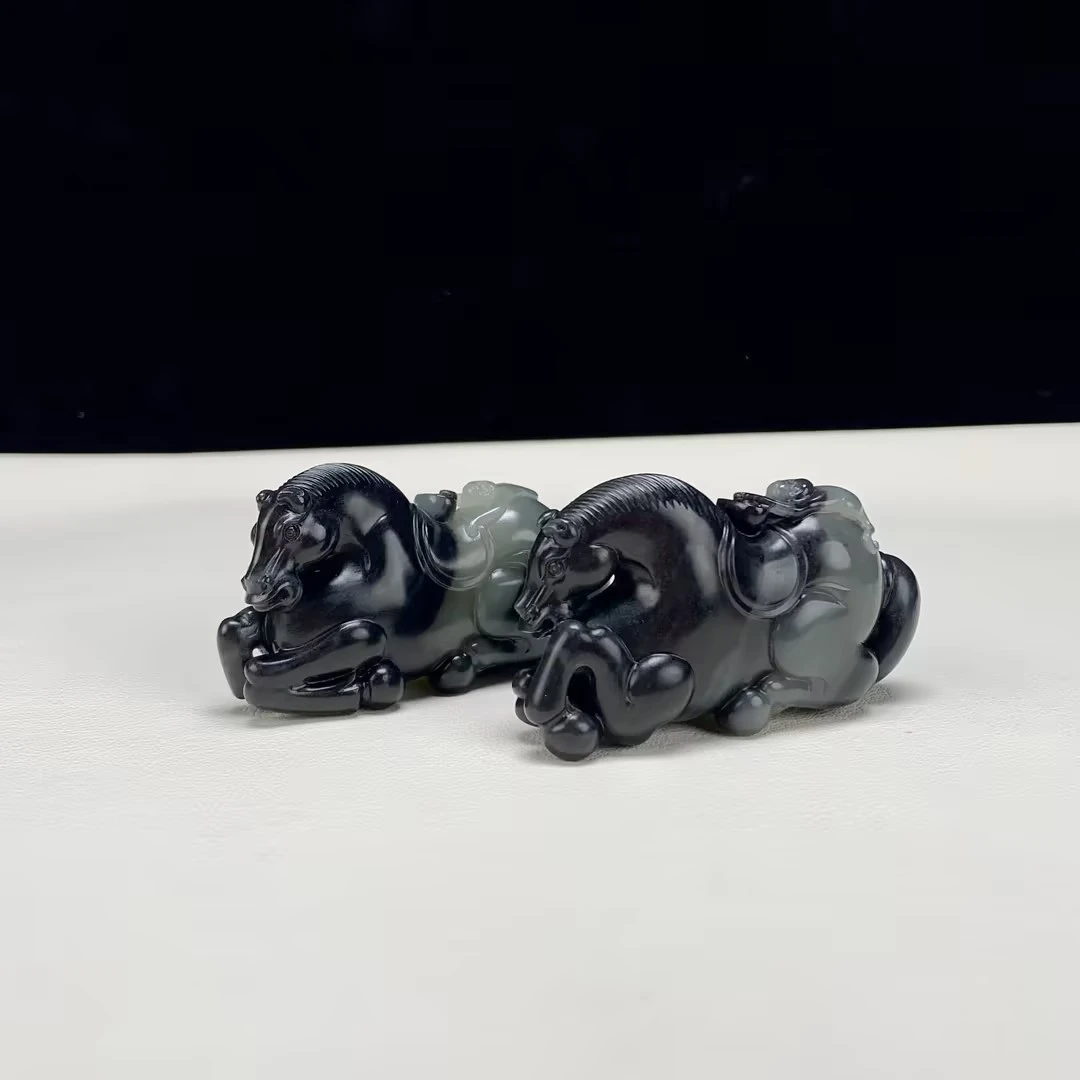 【豫人豫品】和田玉把件青花马上封侯h344