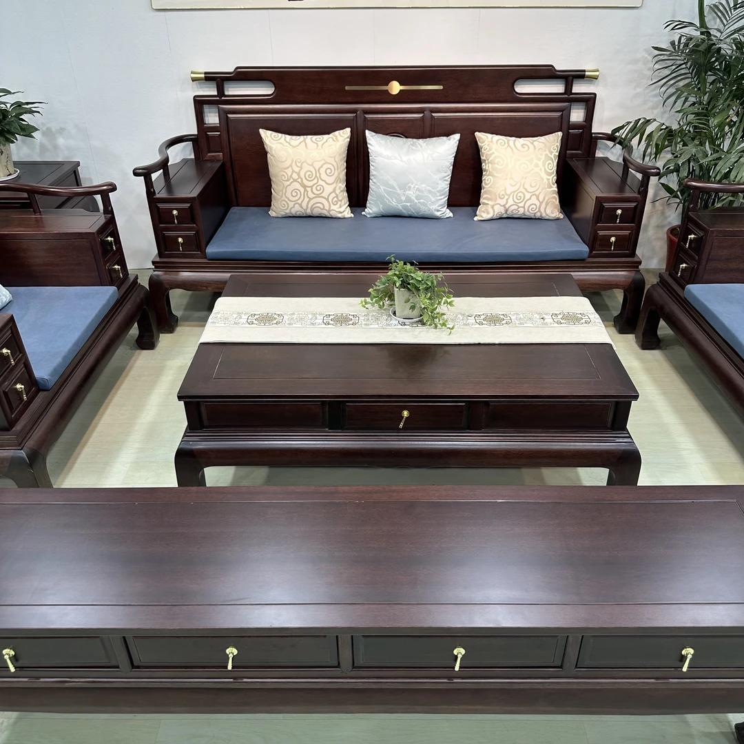 【荣耀】菠萝格实木沙发新中式客厅古典成套雕花简约实木沙发