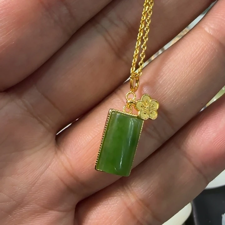 和田玉（碧玉）银S925镶嵌颈饰