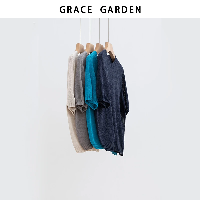 GRACE GARDEN【可颂系列！日单自留】经典圆领短袖针织衫夏ZZS5E2112